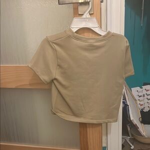 Beige Short Sleeve Crop Top